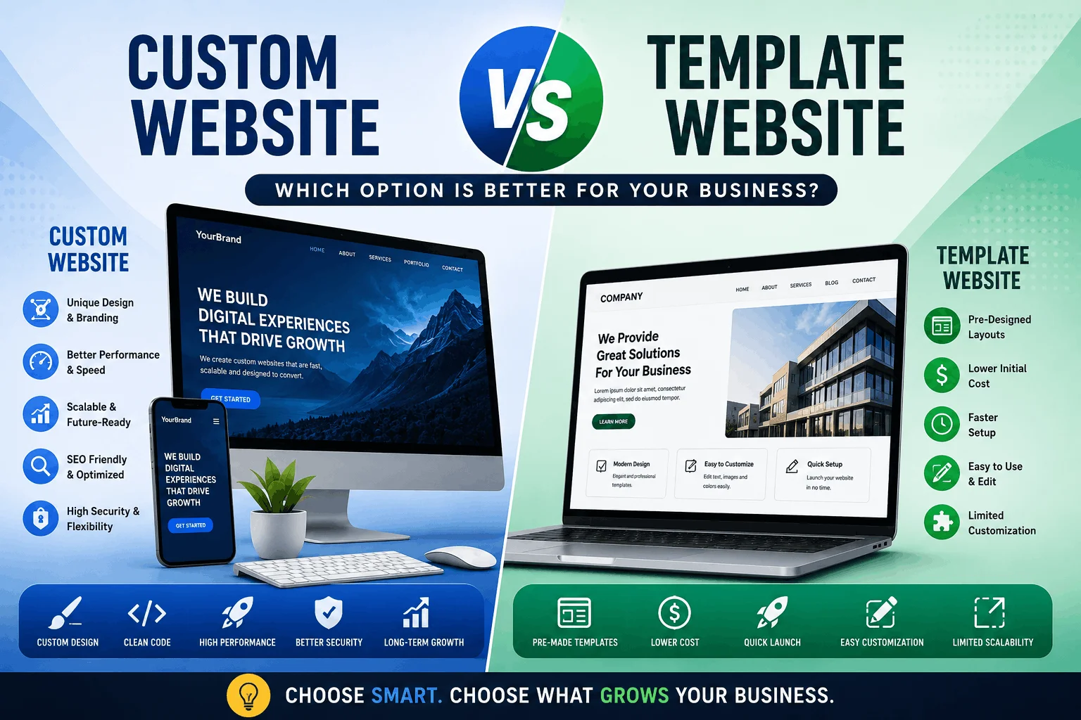 Custom Website vs Template Website